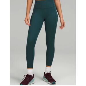 Lululemon Seamless Shaping Leggings Women's Green High Waisted Side Pockets